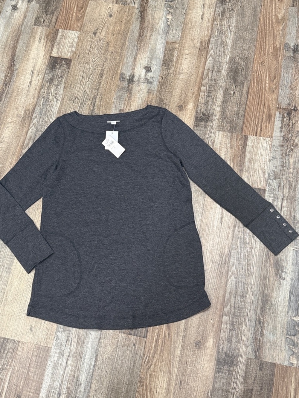 NWT J Jill women’s dark gray long-sleeve knit tunic size S